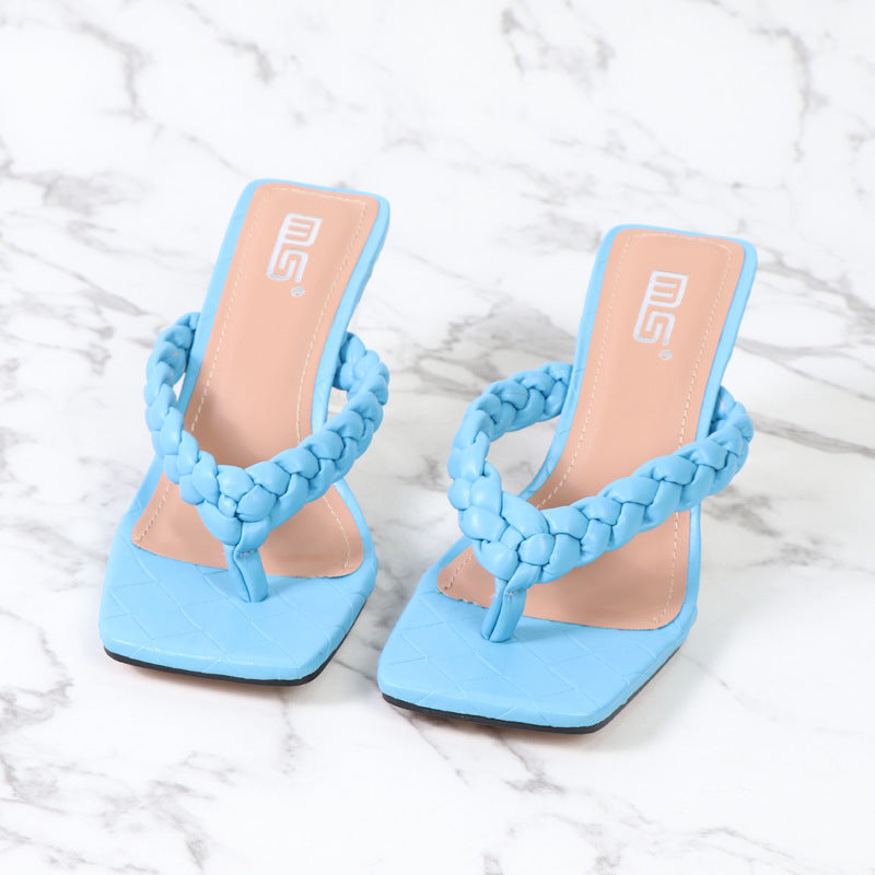 "Summer European American Crystal Heel Flip Flops"